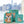 A product shot of the My First Book Nordic Forest busy book set against a city skyline, featuring the Montessori-inspired busy book, a waterproof fox backpack, and gift-ready packaging—an ideal baby gift.