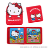 hello kitty fabric busy book with red pouch, cover, and interactive play pages for toddlers