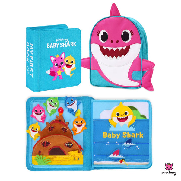 Meet the My First Book Baby Shark busy book—a Montessori-inspired sensory book with a waterproof backpack and adorable packaging, making it the perfect gift for little ones.