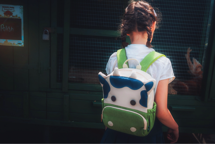 Waterproof cow backpack included with Busy Farm Book