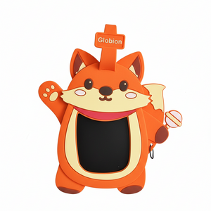 Fox-shaped blackboard with a keychain on a white background